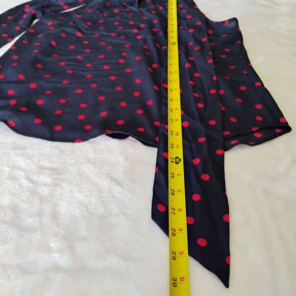 Tommy Hilfiger Navy Red Polka Dot Tie Neck Sleeveless Blouse XS Scarf NWT $69 - Picture 11 of 16